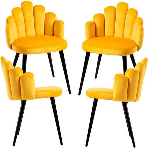 Packs Sillas Comedor - Pack 4 Sillas Hand Patas Negras Terciopelo - Amarillo (1/5)