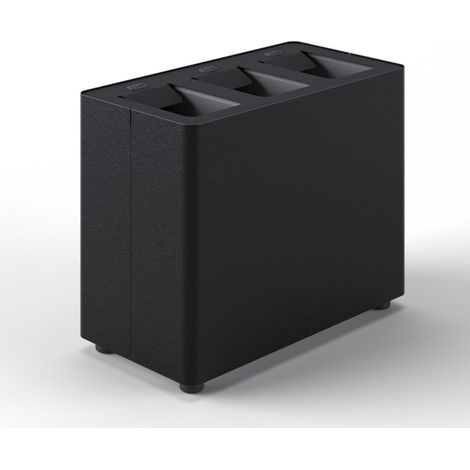 Pattumiera a 3 Scomparti Totale 24 L 48,5x25,5x39 cm con Contenitori Interni in Acciaio Verniciato Nero