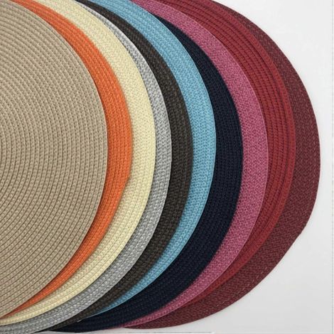 Lot de 6 sets de table ronds, lavables et résistants à la chaleur, en coton tissé de 38 cm, pour la cuisine, les fêtes et les mariages (Jaune) (1/4)