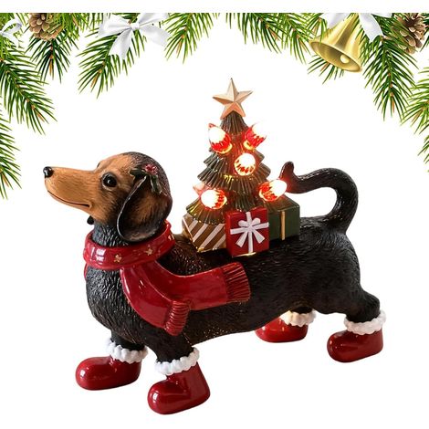Figurines De Chien Fournitures De Fête De Noël Statuette De Teckel Décoration De Table Avec Lumières Pour Étagère Cheminée Maison Chambre Salon Bureau Dortoir Appartement (1/5)