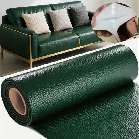 (Vert foncé, 55x300cm) Patch de réparation auto-adhésif en cuir PU, imperméable et résistant à l'usure, convient aux canapés et aux chaises. (1/5)