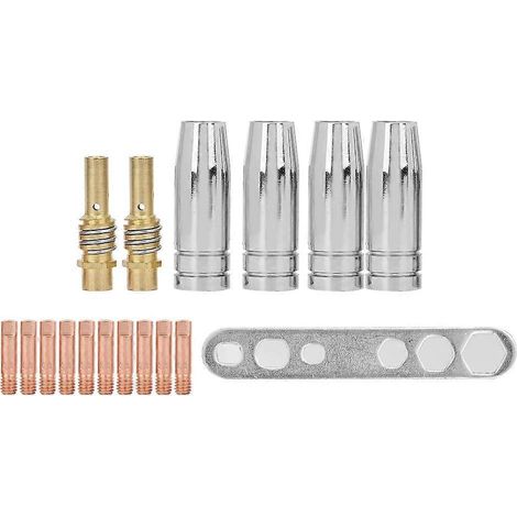 17 pièces MB 15AK Accessoires pour torche de soudage MIG Porte-embout de contact Buse conique Coupelle de protection (1/4)