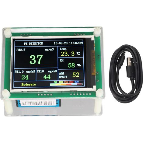 Détecteur PM2.5, moniteur de qualité de l'air intérieur, capteur PM1.0 PM2.5 PM10 HCHO CO2 température humidité, version communicante (1/5)