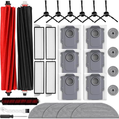 27PCS Accessories Kit for Roborock S8 MaxV Ultra Robot Vacuum, 2 Main Brushes, 6 Dust Bags, 4 Mop Cloths, 4 Edge Mop Cloths, 4 Filters, 6 Side Brushes, 1 Self-Main Brush, 1Cleaning Brush, 1Screwdriver (1/5)