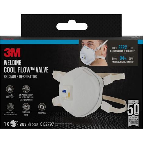 Masque anti-particules pour le soudage 3M™ 9928 avec valve Cool Flow™, FFP2 (1/5)