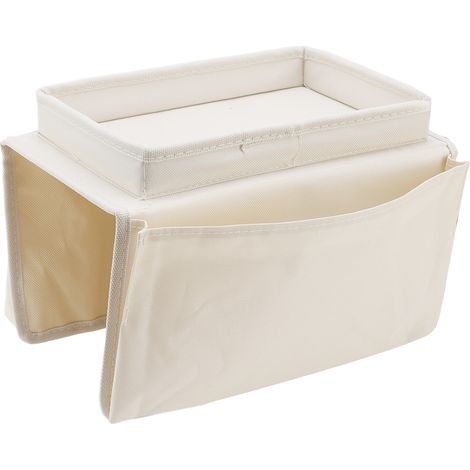 Tablette de Sofa Pliable avec Rangement, Poches Latérales en Tissu Oxford 600D pour Canapé, Beige (1/5)