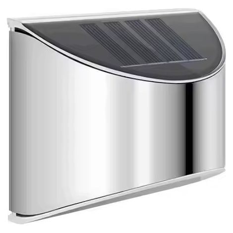 Lampe solaire murale en inox, étanche, pour clôtures, escaliers et jardin, lumière blanche (1/5)