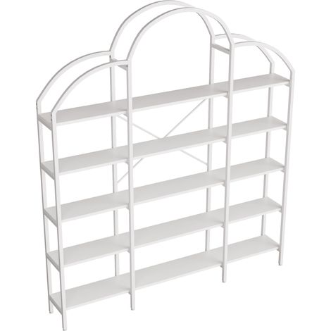Estantería de 5 niveles 170 x 26 x 190 cm metal y MDF blanca (1/5)