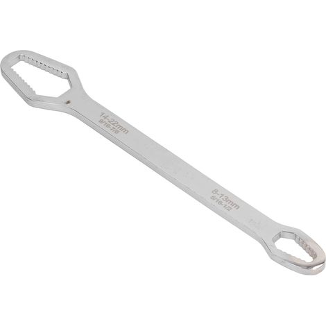 Clé à fourche réglable 8-22mm, double extrémité auto-bloquante pour mécanique auto, finition argent (1/5)
