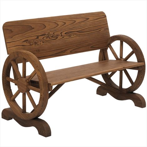 Banc de jardin 3 places en bois de sapin carbonisé Brun Rustique (1/5)