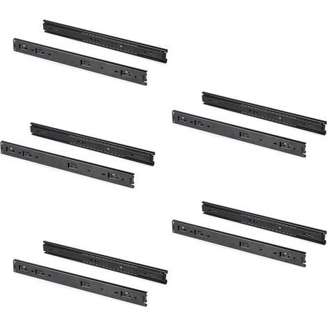 Emuca Guías de bolas negras 450 mm conjunto 5 juegos