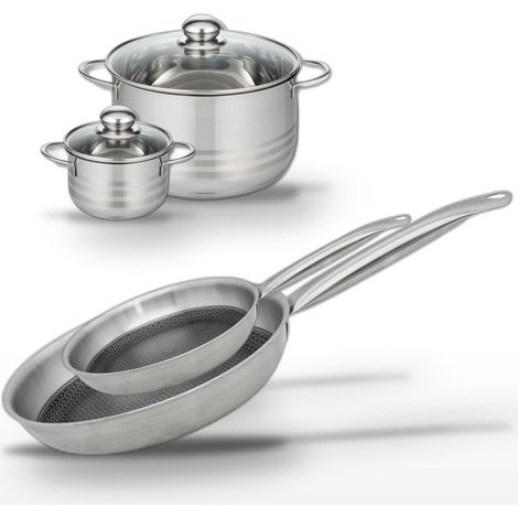 Lot de 2 Poêles 24/28cm et 2 Faitouts 12/24cm Elo Relief Solution (1/5)
