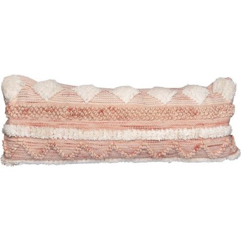 Coussin Tissé à la Main "Bohist" 35x95cm Rose & Crème (1/2)