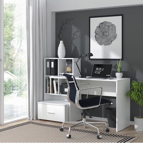 Scrivania Lorio, Bianco, 149.2 x 49.8 cm, Vicco (1/5)