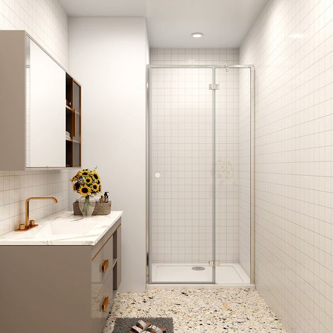 [PRODUIT D'OCCASION]AICA Porte de douche pivotante 120x195cm en 6mm verre de sécurité anticalcaire avec barre de fixation