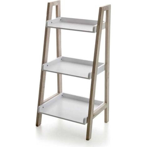 MAURY'S SCAFFALE IN LEGNO BIANCO DA BAGNO CON 3 RIPIANI 36X29X74 CM (1/2)