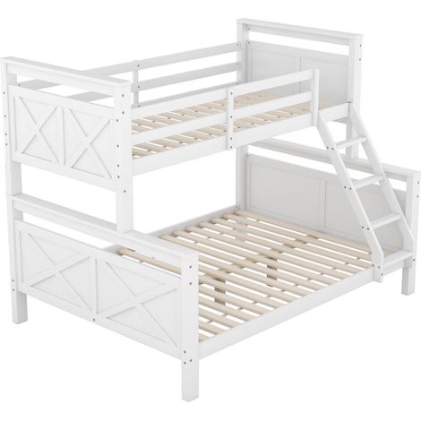 Lit superposé blanc en pin et MDF, transformable en 2 lits, 90/140x200 cm (1/5)
