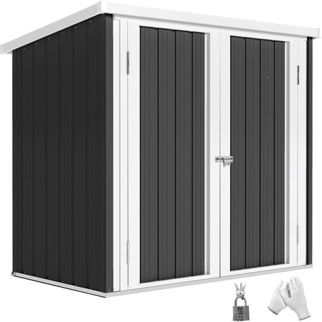 Casetta da giardino nera 1,26 m² – 2 ante – Serratura – Vano porta attrezzi – 147x86x134 cm