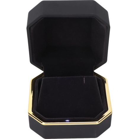 Boîte-cadeau à Bijoux éclairée par LED avec un Design élégant et une Doublure Floquée pour une Demande en Mariage de Fiançailles 2,99 Pouces (BLACK) (1/5)