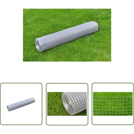 Clôture en treillis Acier galvanisé Carré 1x25 m Argenté (1/5)