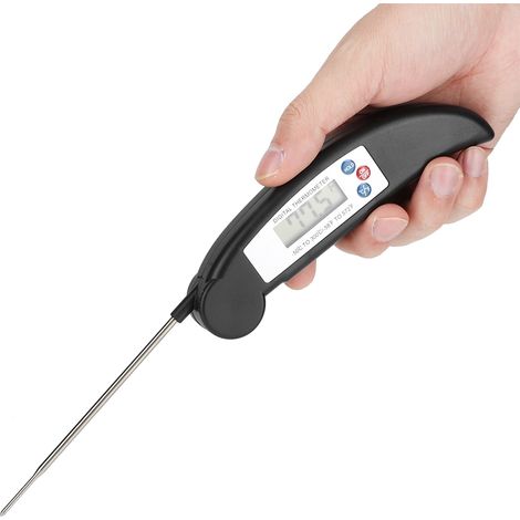 Faltbares, wasserdichtes, digitales LCD-Küchenthermometer für Grill und Barbecue (schwarz) (1/5)