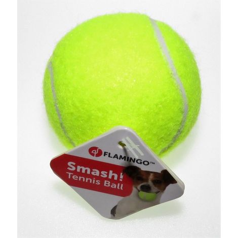 Balle de tennis, 6 cm de diamètre, jaune, jouet pour chien flamant rose. (1/3)