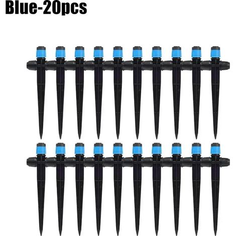(Bleu - Lot de 20) Arroseur goutteur à pointes, 8 trous, diffusion à 360°, pour l'arrosage des fleurs de jardin. (1/5)