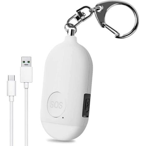 Pxcl 130 dB Persönlicher Notrufalarm, wiederaufladbarer Sicherheitsalarm mit LED-Taschenlampe und Einbruchmeldeanlage, für Frauen, Kinder, Senioren und Abenteurer – Weiß (1/3)