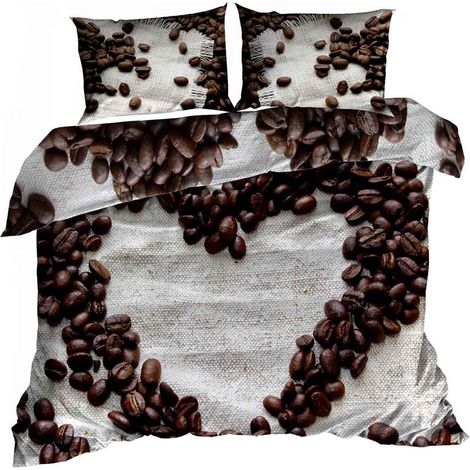 Biancheria da letto in raso di cotone 3D 160x200 cm con motivo a cuori color caffè (1/3)