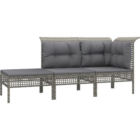 Maison Exclusive - Set Divani da Giardino 3 pz con Cuscini in Polyrattan Grigio