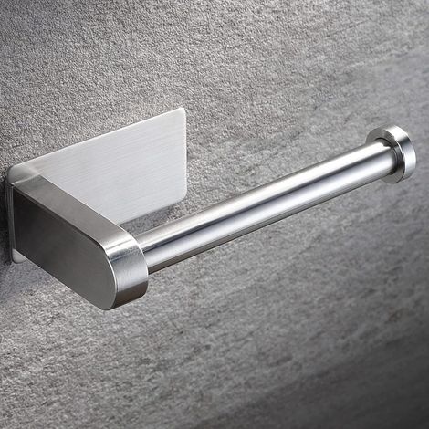 Porte-papier toilette sans perçage, en acier inoxydable, design auto-adhésif pour salle de bain. (1/5)