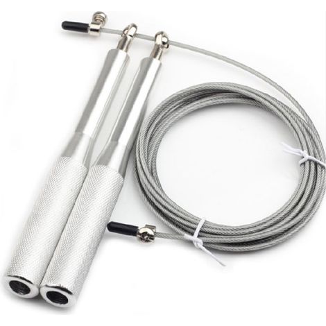 Corde à Sauter - Fils en Acier Épais avec Manches en Aluminium - Rotations Fluides grâce aux Roulements à Billes - Réglable en Longueur - 1 Pièce (1/5)