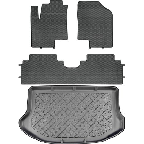 Set di tappetini in gomma per auto e tappetino per bagagliaio per Hyundai ix20 Hatchback dal maggio 2010 al 2019.