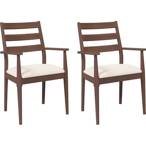 Maison Exclusive - Esszimmerstühle mit Kissen 2 Stk. Braun Massiv