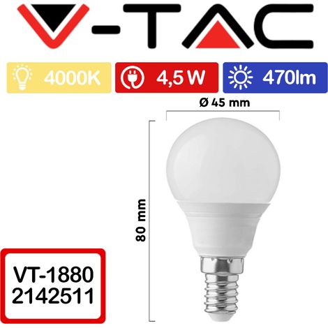 10 LAMPADINE LED E14 V-Tac 5,5W OLIVA PACK RISPARMIO LUCE Calda Naturale Fredda Bianco naturale