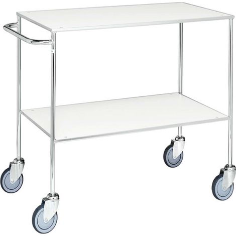 Carrello tavolo con 2 ripiani, Bianco / Elettro galvanizzato LxPxH 1000x580x850