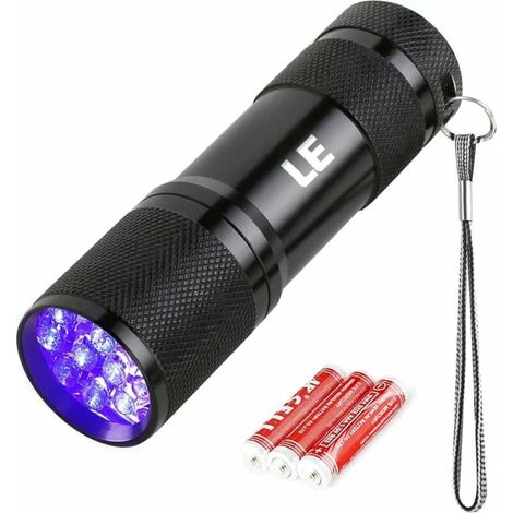 Lampe UV - 9 LED 395 nm - Détecteur de taches, urine d'animaux, punaises de lit et scorpions - Lampe torche ultraviolette portable - 1 pièce (1/5)