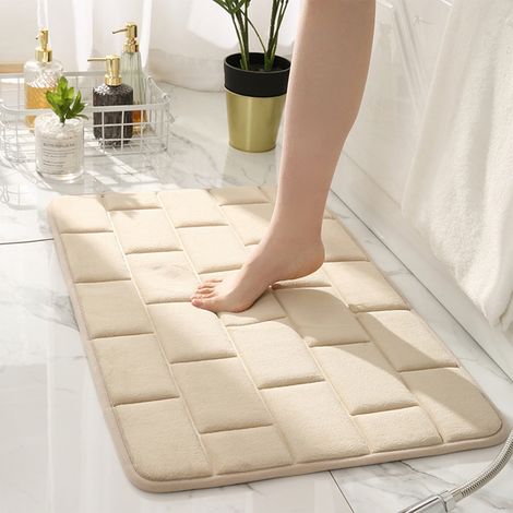 Tapis De Bain - Mousse À Mémoire De Forme - Velours Absorbant - Fond Antidérapant - Lavable En Machine - 40x60 Cm - Unitaire (1/5)