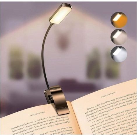 Aufladbare Lampe mit 9 LEDs zum Anklemmen, stufenloser Diimmunktion und 3 Augenschutzmodi (kaltweiß und warmweiß), 360° flexiblem Hals, Kontrollleuchte und langer Akkulaufzeit zum Lesen im Bett