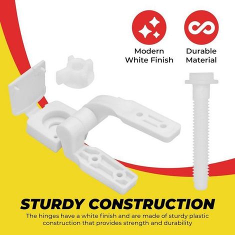 Charnière Pour Abattant Wc - Plastique Blanc Robuste - Compatible Avec La Plupart Des Sièges De Toilette - Lot De 1 (1/4)