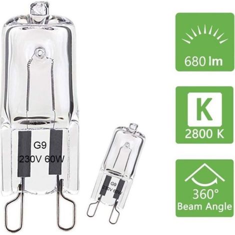 Ampoule Halogène G9 - 60 W - 2800 K - 680 Lm - Dimmable - 230 V - Pour Lustres Et Appliques - Lot De 10 (1/4)