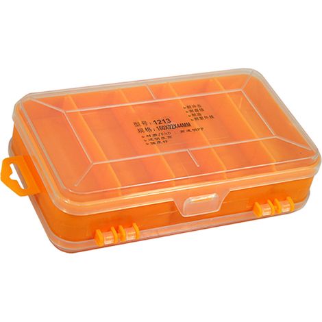 Boîte de rangement transparente double face en plastique pour petites pièces électroniques (jaune) (1/5)