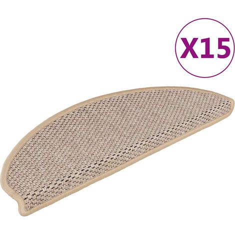 Tapis d'escalier-Moquette d'escalier-Tapis de marches autocollants 15 pcs 65x21x4 cm Beige clair 257142 (1/5)