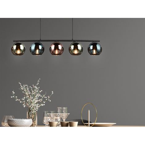LED Pendelleuchte mit bunt verspiegelten Glaskugeln, Breite 83cm (1/5)