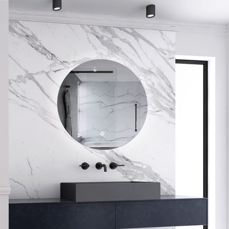 Round LED Bathroom Mirror with Light Demister Touch Sensor-500mm (1/5)