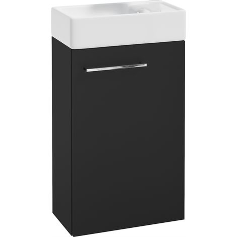 Badezimmerschrank mit wandhängendem Waschbecken 60x40, mattschwarz, Small
