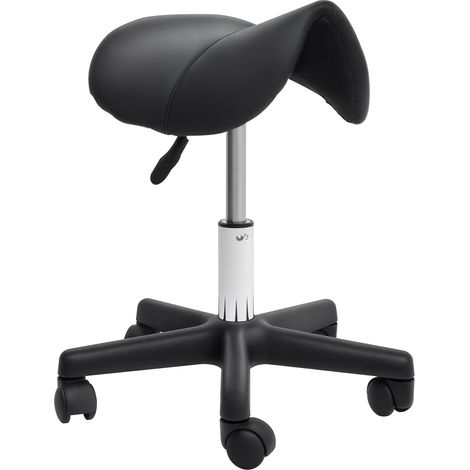 Höhenverstellbarer Drehhocker, Sitzfläche aus schwarzem Kunstleder, ergonomisches Design, 35 x 38 x 45–55 cm
