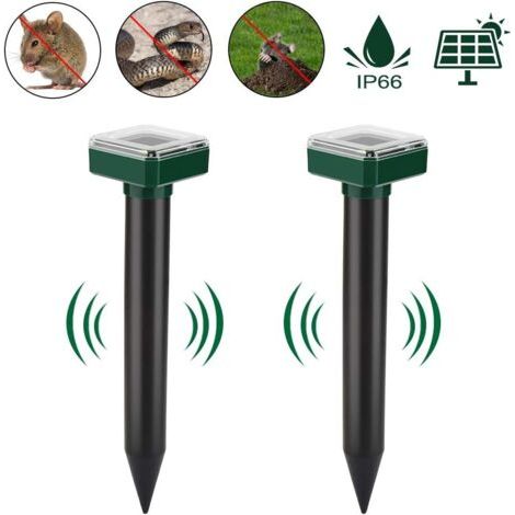 Contrôleur de taupes ultrasonique à énergie solaire, adapté à la lutte contre les animaux, les taupes et les nuisibles, indice de protection IP56, convient aux jardins, paquet de 2. (1/5)