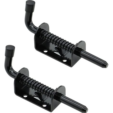 Lot de 2 verrous à cylindre à ressort de 12,7 cm (5 pouces), serrure coulissante robuste en acier pour portes, armoires et coffres, épaisseur intérieure et extérieure de 2 mm. (1/4)