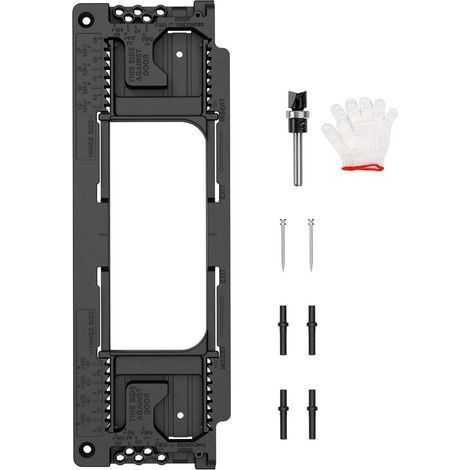 Kit di dime per cerniere di stipiti di porte, dima per mortase per fresatrice da 2-1/2 pollici a 6 pollici, 8 misure da 1-3/8 pollici, 5 spessori (1/5)